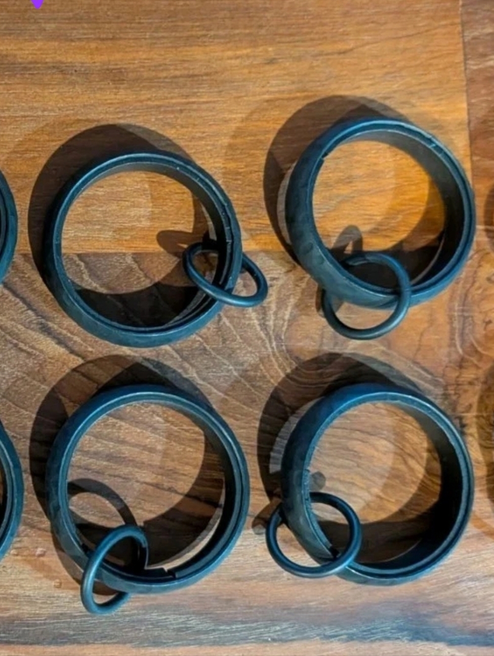 Pottery Barn Black Hammered Metal Curtain Rings with Hooks - Set of 10